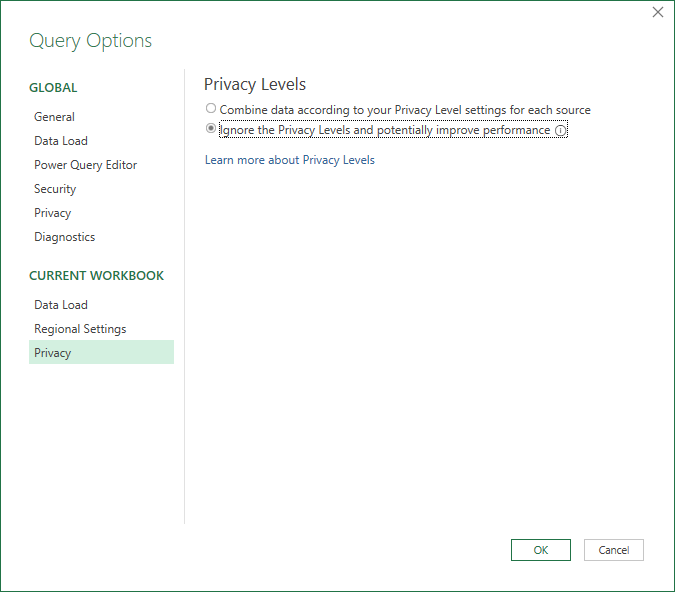 Power Query Ignore Privacy Levels